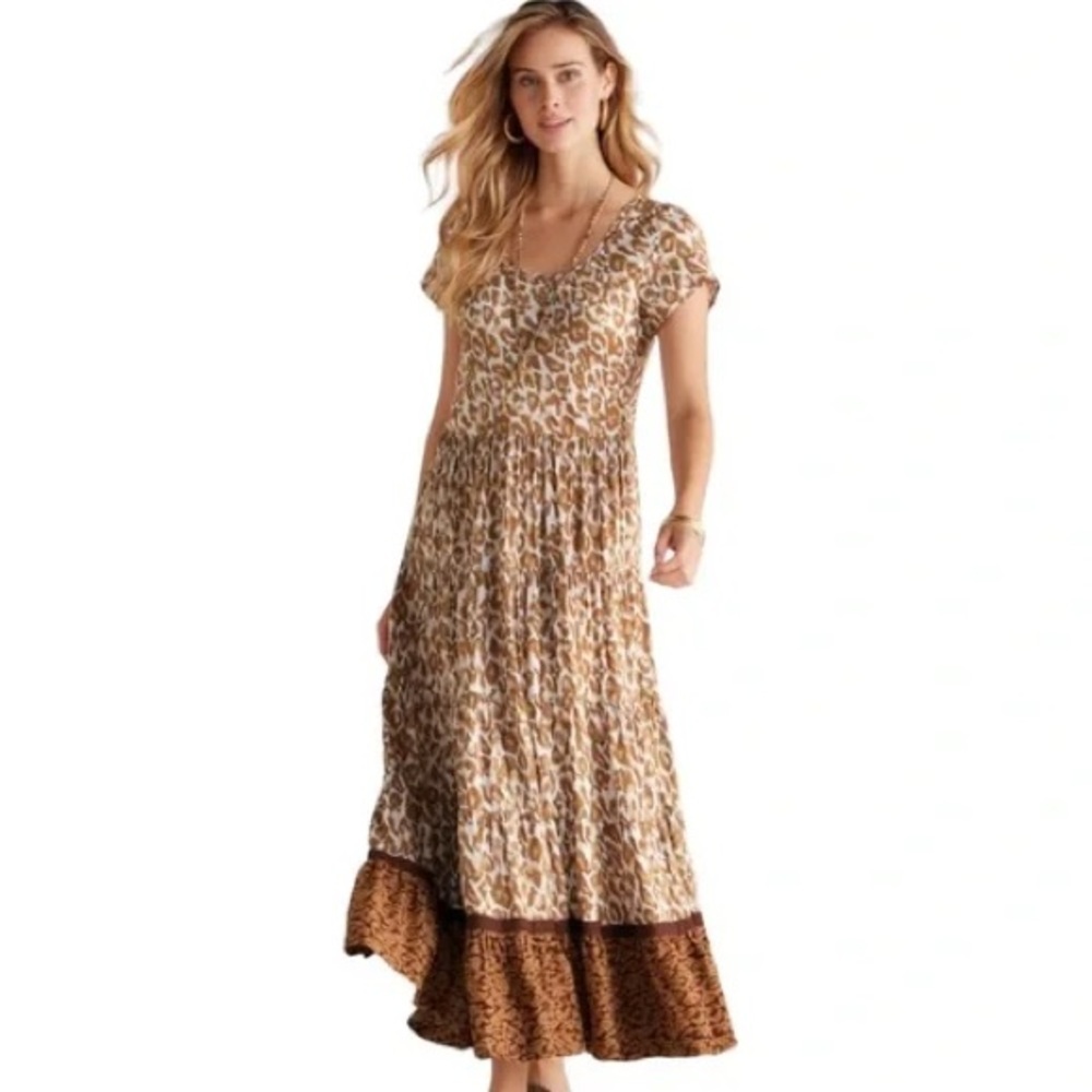 Soft Surroundings Kara Maxi Dress in White Mocha Leopard Print - 2X - Picture 5 of 7